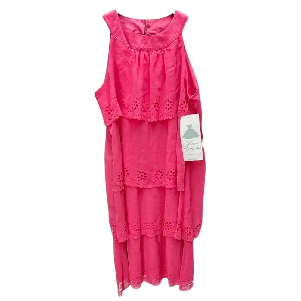 Rare Editions Tiered Midi Dress Womens 16 Watermelon Barbiecore Cottagecore